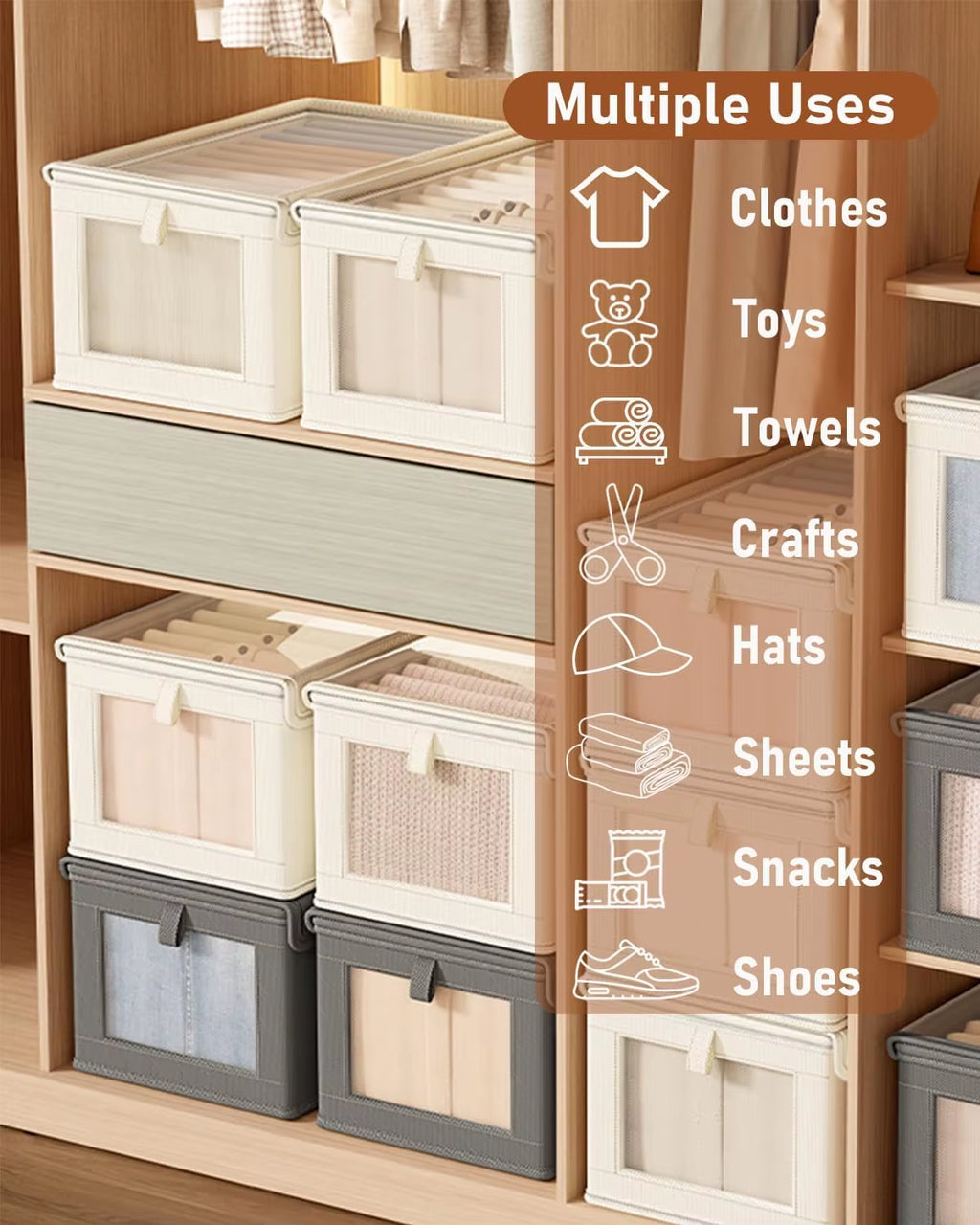 Oxford Cloth Storage Box Household Clothes Dustproof Storage Box with Transparent Window Foldable Home Storage Box 1Pcs