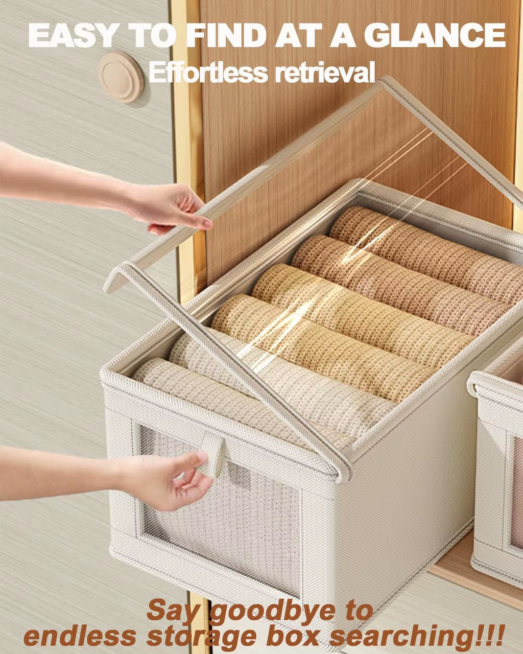 Oxford Cloth Storage Box Household Clothes Dustproof Storage Box with Transparent Window Foldable Home Storage Box 1Pcs