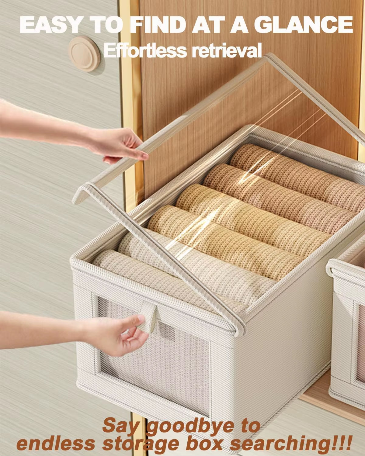 Oxford Cloth Storage Box Household Clothes Dustproof Storage Box with Transparent Window Foldable Home Storage Box 1Pcs