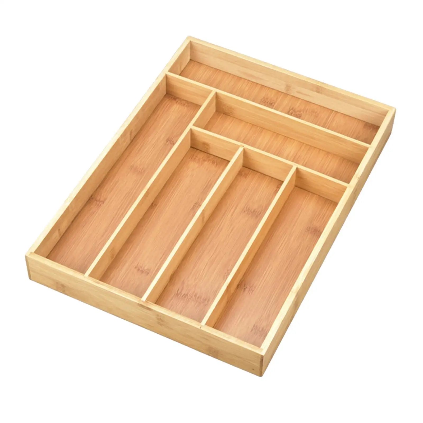 Bamboo Utensil Drawer Organizer Expandable for Cutlery Silverware 6 Slot