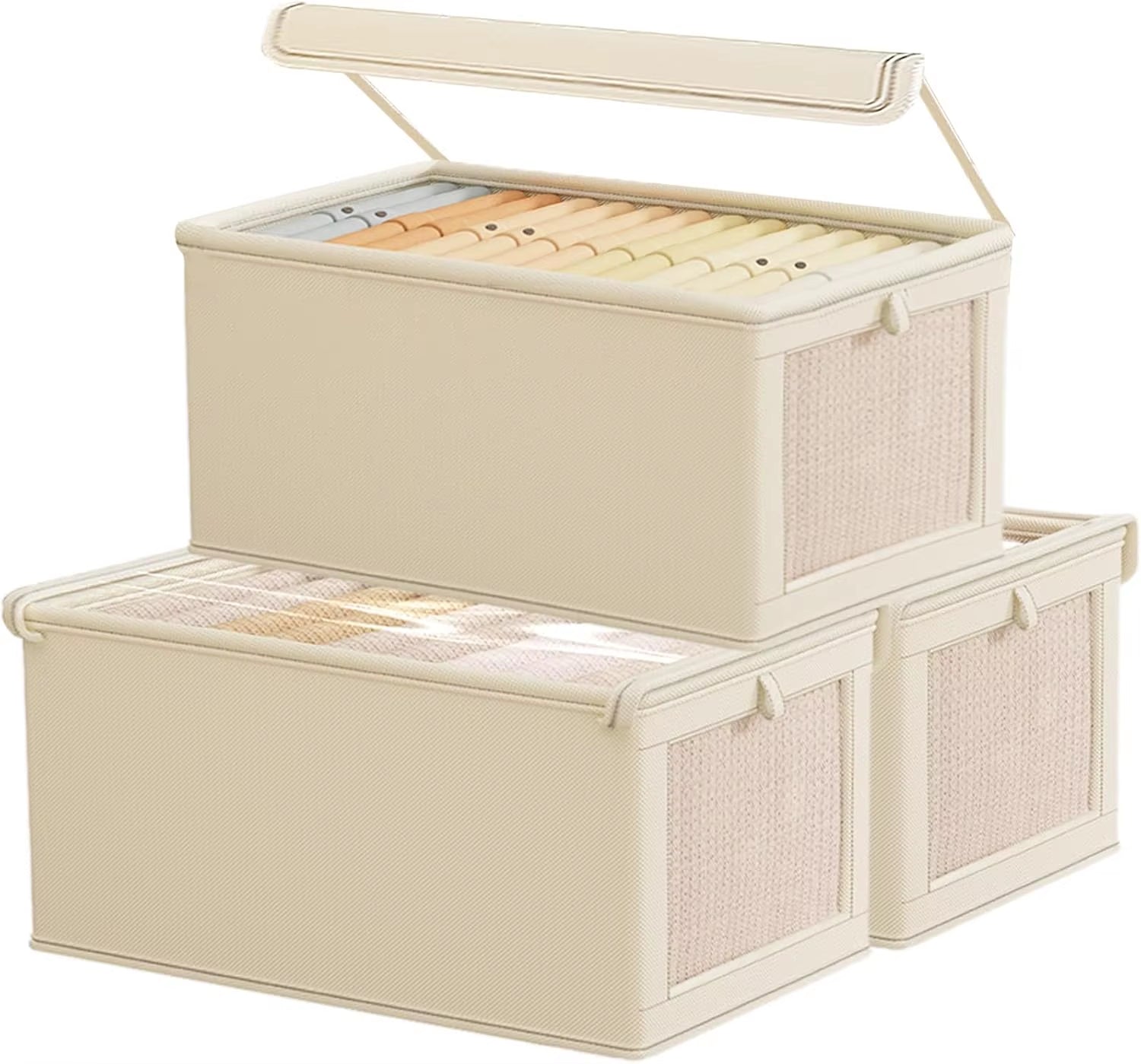 Oxford Cloth Storage Box Household Clothes Dustproof Storage Box with Transparent Window Foldable Home Storage Box 1Pcs